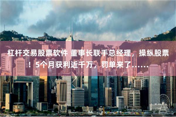 杠杆交易股票软件 董事长联手总经理，操纵股票！5个月获利近千万，罚单来了……